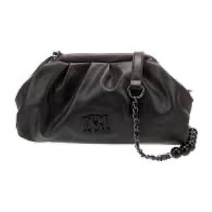 NWT Badgley Mischka‎ Black Framed Vegan Leather Clutch with chain strap